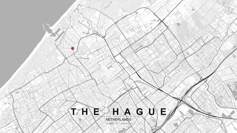 The Hague Netherlands map with red location pin Stock Footage 333698953