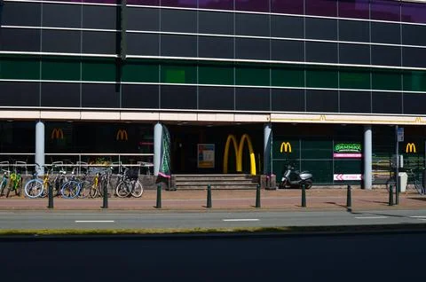 Hague, Netherlands - May 2, 2022: Exterior of Mcdonald's fastfood restauran.. Stock Photos