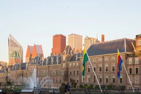Hague skyline  in sunset Stock Photos