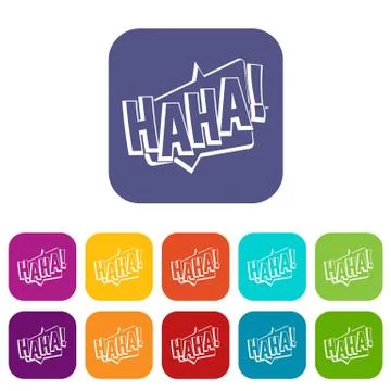 HAHA, comic text sound effect icons set flat イラスト素材