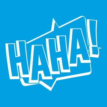 HAHA, comic text sound effect icon white Stock Illustration
