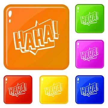 HAHA, comic text sound effect icons set vector color Stock Illustration