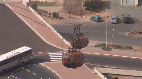 Haifa cableway 1 Stock Footage 4280826