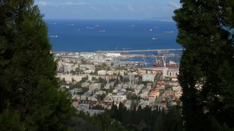 Haifa city view from hight point 4k Stock Footage 84564226