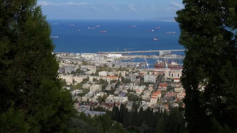 Haifa city view, time lapse 4k footage Stock Footage 84563581