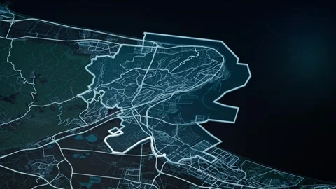 Haifa Israel Glowing Digital Map Animation 4K 스톡 동영상 339758796