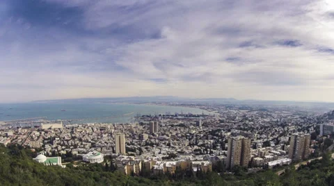 Haifa Israel top view time lapse Stock-Footage 32113262