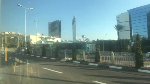 Haifa, Israel - transport stops at the intersection Stock Footage 132919769