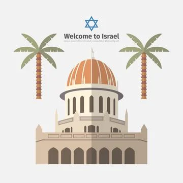 Haifa poster. Flat icon. Vector template Stock Illustration