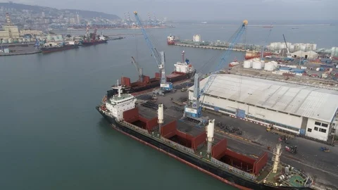 Haifa shipyard 09 Stock Footage 126318243