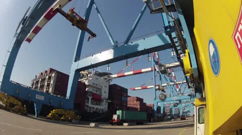Haifa's harbor docks wide angle time lapse Stock-Footage 23195937