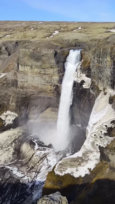 Haifoss waterfall in Iceland Stock Footage 272166907