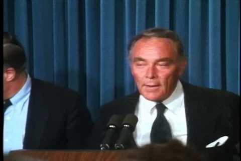 Haig remarks to press after the attempted assassination on Pres.Ronald- 1981 Stock Footage 89663573