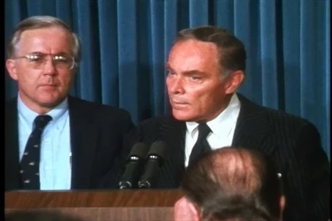 Haig remarks to press after the attempted assassination on Pres.Ronald- 1981 Stock-Footage 89663577