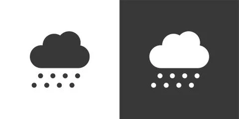 Hail and cloud. Isolated icon on black and white background. Weather vector i Stock Illustration