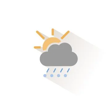 Hail and rain, cloud and sun. Isolated color icon. Weather vector illustratio Stock Illustration