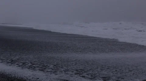 Hail on a Black Sand Beach Stock Footage 47198592
