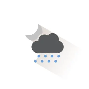 Hail, cloud and moon. Isolated color icon. Weather vector illustration Stock Illustration