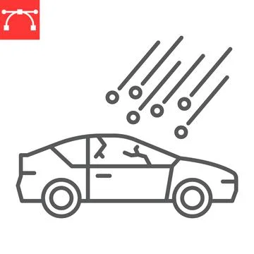 Hail damage line icon Stock Illustration