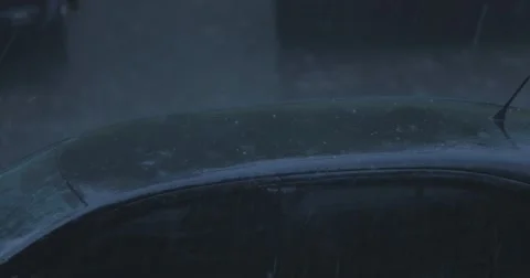Hail fall down on the car Video stock 62818250