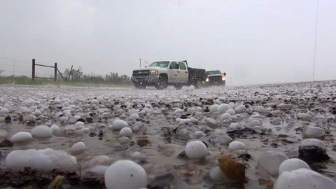 Hail fall - Storm - Day - Ground level Stock Footage 80179406