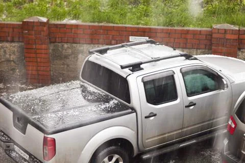 Hail with the rain Stock Photos