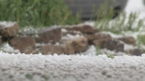 Hail storm at ground level - close up Video stock 68744851