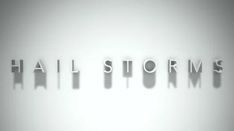 Hail Storms 3D title animation with shadows on a white background Stock Footage 296050018