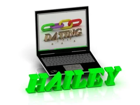 HAILEY- Name and Family bright letters near Notebook and  inscription Dating Stock Illustration