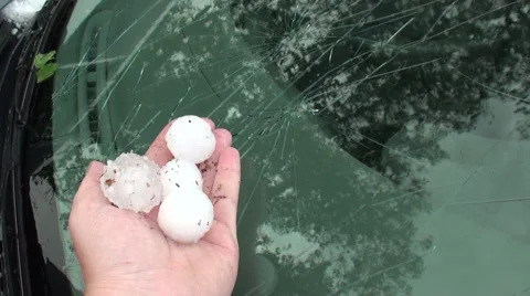 Hailstones Crack Windshield Stock Footage 54750473