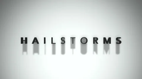 Hailstorms 3D title animation matte black text on a white background Stock Footage 300717685