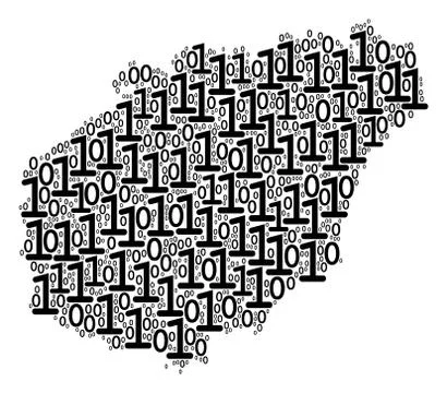 Hainan Island Map Mosaic of Binary Digits イラスト素材
