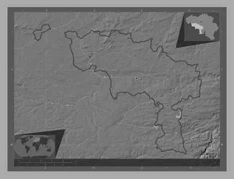 Hainaut, Belgium. Bilevel elevation map with lakes and rivers Stock Illustration