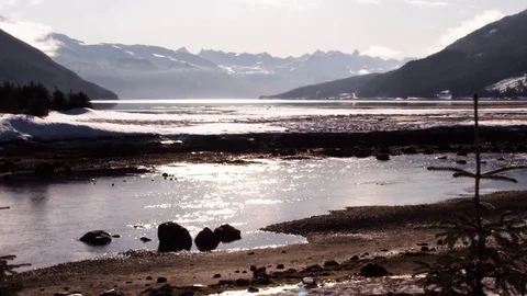 Haines Alaska Spring Time Runoff Lock off Scenic Stock Footage 72743967