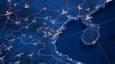 Haiphong map big data visualization. Futuristic map infographic of city in 库存插图