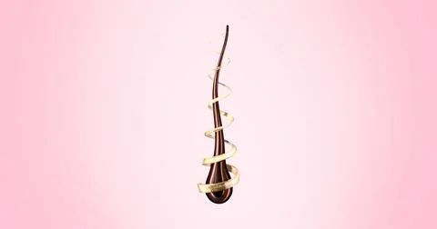 Hair 3d rendering model with serum or oil care liquid. Hair keratin Stock Illustration