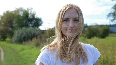 Hair blowing on wind Stock Footage 95436614