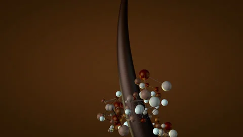 Hair close-up surrounded by molecules. Stock Footage 201052580
