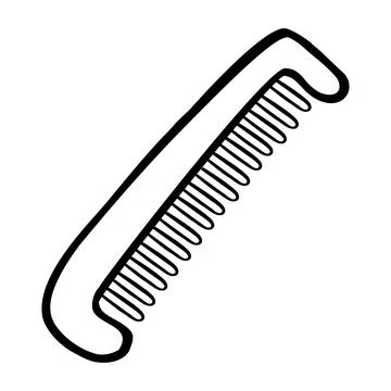 Hair comb, simple vector hand draw sketch doodle Stock Illustration