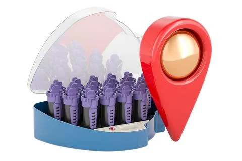 Hair curlers with map pointer, 3D rendering Hair curlers with map pointer,... 스톡 사진
