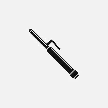 Hair Curling iron flat black icon Stock Illustration
