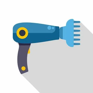 Hair dryer with diffuser attachment flat icon Illustration