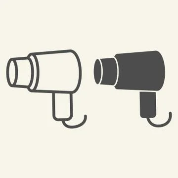 Hair dryer line and solid icon. Hairdryer or blow dryer symbol, outline style Stock Illustration