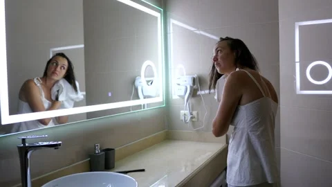 Hair Drying Routine Stock Footage 269897137