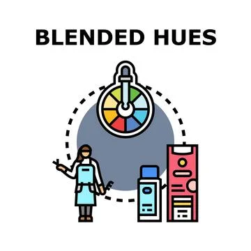 Hair dyeing process creating blended hues concept Stock Illustration