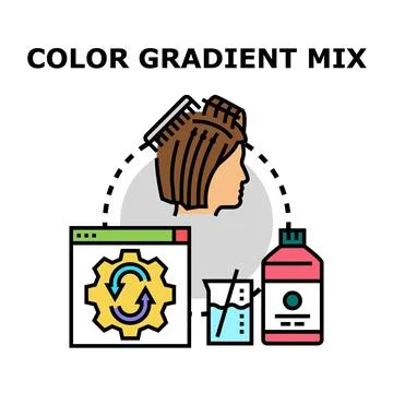Hair dyeing process creating custom color gradient mix Stockillustratie