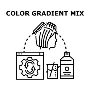 Hair dyeing process creating custom black gradient mix Stockillustratie