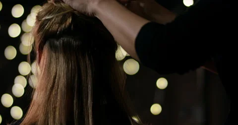 Hair falling down in slow motion at hairdresser studio. Stock Footage 68790057