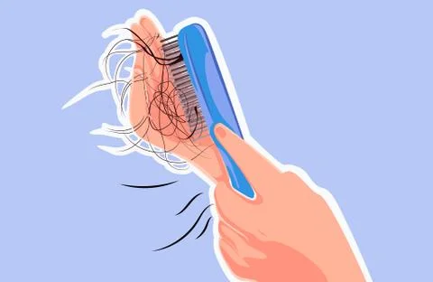 Hair problems hand with a comb fallout Stock Illustration