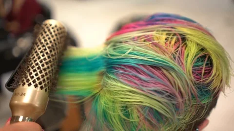 Hair Salon Colouring hair boy Stock Footage